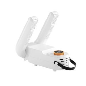 Secadora portátil de zapatillas eléctrica plegable en color blanco.
